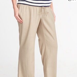 NWT Old Navy Linen Maternity Wide-Leg Pants in Beige 🤍 SIZE S
